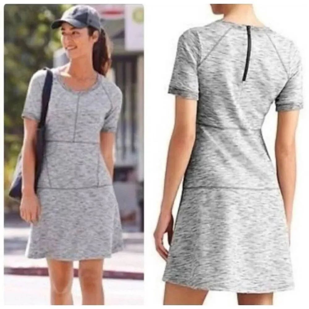 Athleta women's Sz XS En Route light gray space dye dress